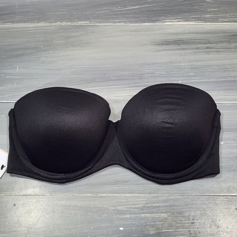 Calvin Klein Strapless Bra 32D Black Lightly Lined Constant QF5528